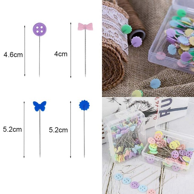 100 Pieces Flat Head Straight Pins Flower Button Head Sewing Pins Quilting  Pins Decorative Pins for